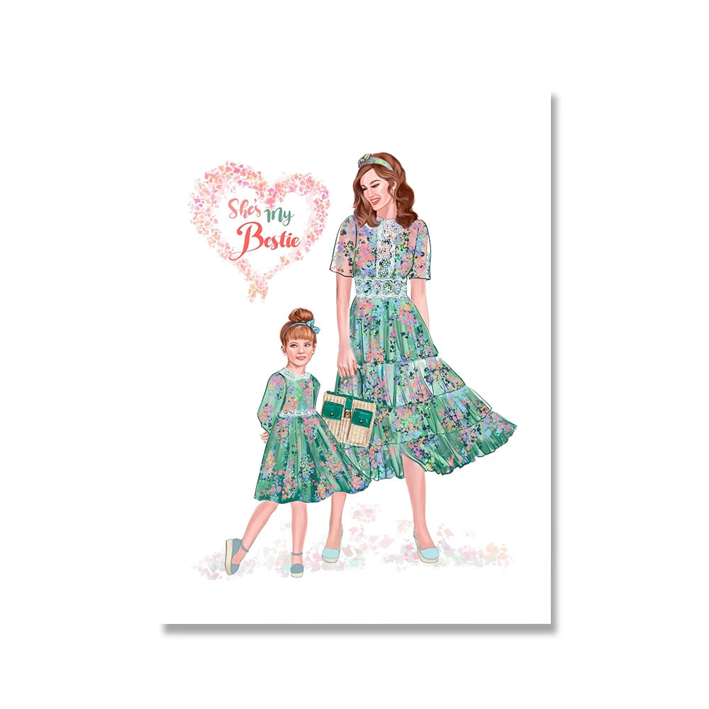 1pc frameless Canvas painting Mom Daughter Wall Art Canvas Painting Posters and Prints Fashion Love You Mother Days Gift Pict