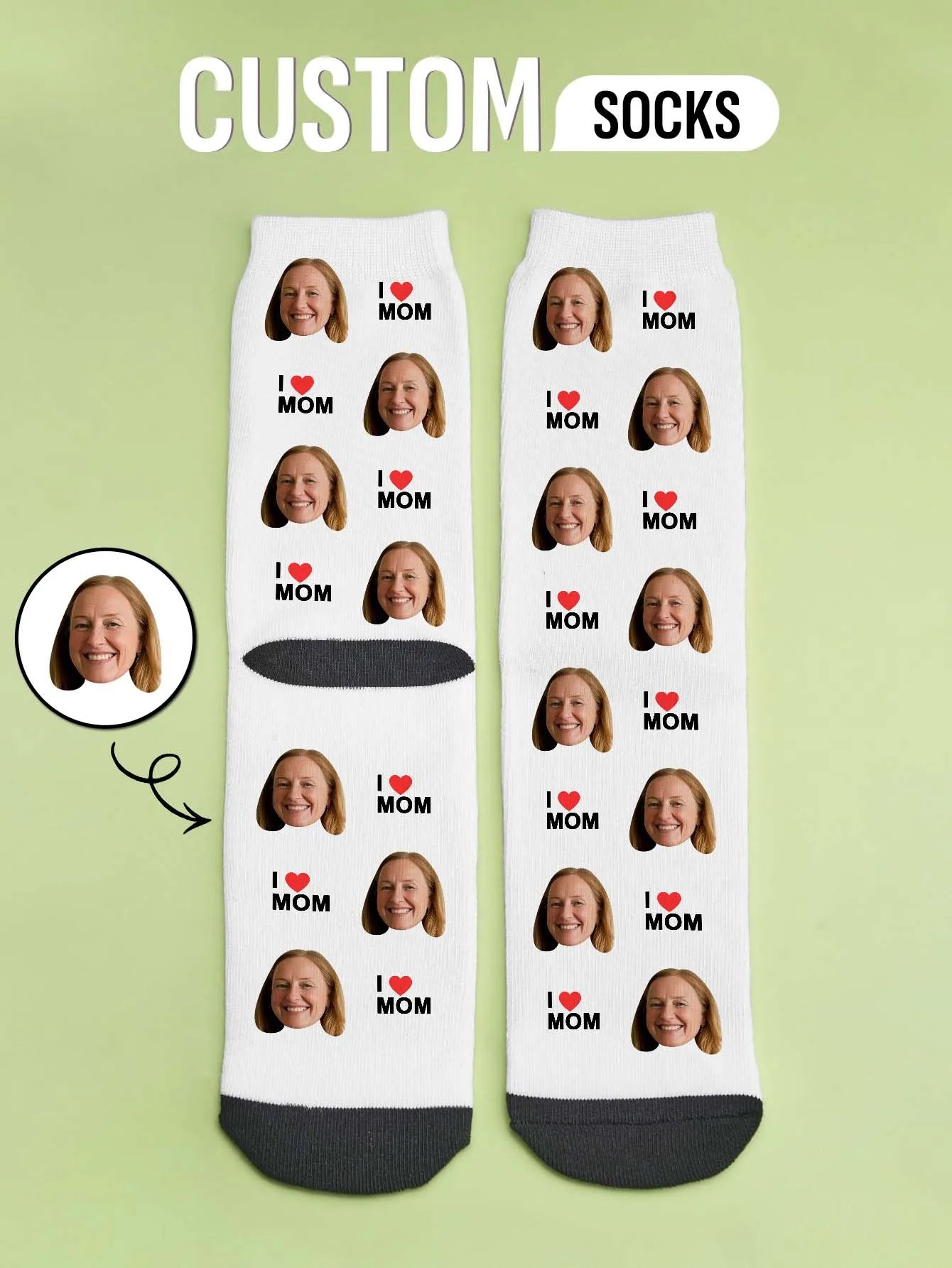 Custom Photo Socks Mothers Day Personalized Mom Socks Family Picture Printed Socks Two Sizes Available Gift for Mom