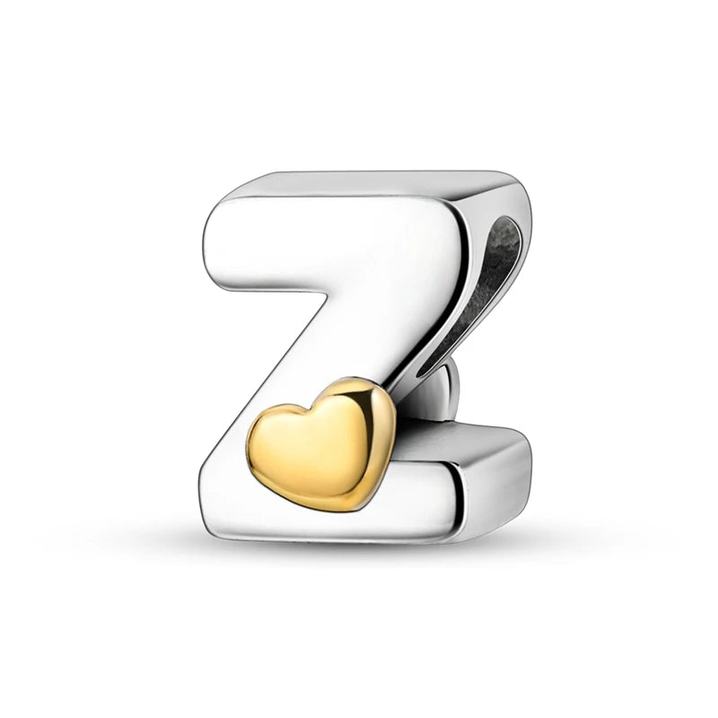 Fit Qikaola 925 Original Bracelets Love 26 English Letters Series Silvering Charms Beads For DIY Birthday Jewelry Making