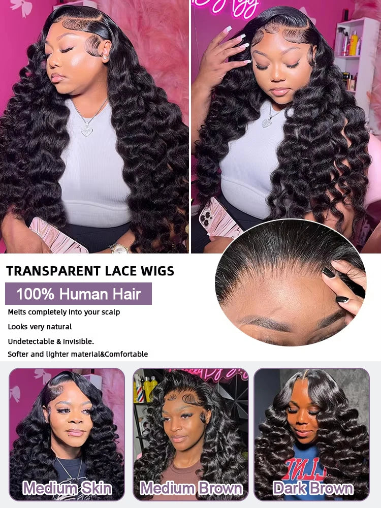 30 40 Inch Loose Body Wave 13x6 HD Lace Front Cambodian Black 100% Human Hair Wig 7x5 Glueless Deep Wave Closure Wigs Half Wigs