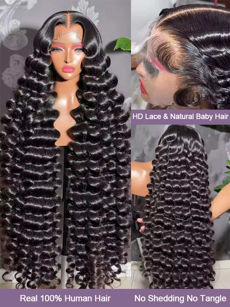 30 40 Inch Loose Body Wave 13x6 HD Lace Front Cambodian Black 100% Human Hair Wig 7x5 Glueless Deep Wave Closure Wigs Half Wigs