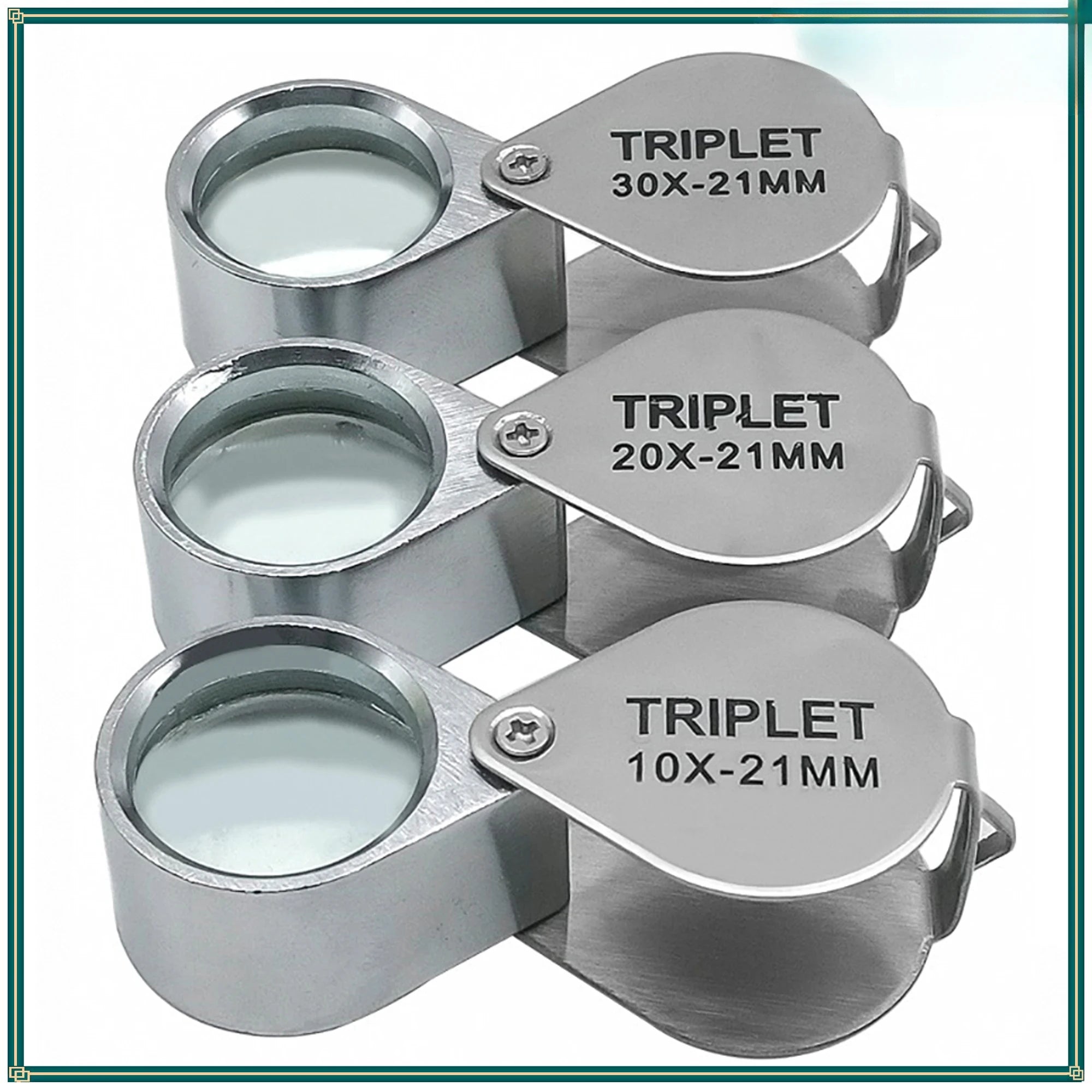 10-30X Pocket Loupe Magnifier Jewelry Magnifying Glass Foldable Diamond Lupa Triplet Jewelers Eye Glass Tool Reading Magnifier
