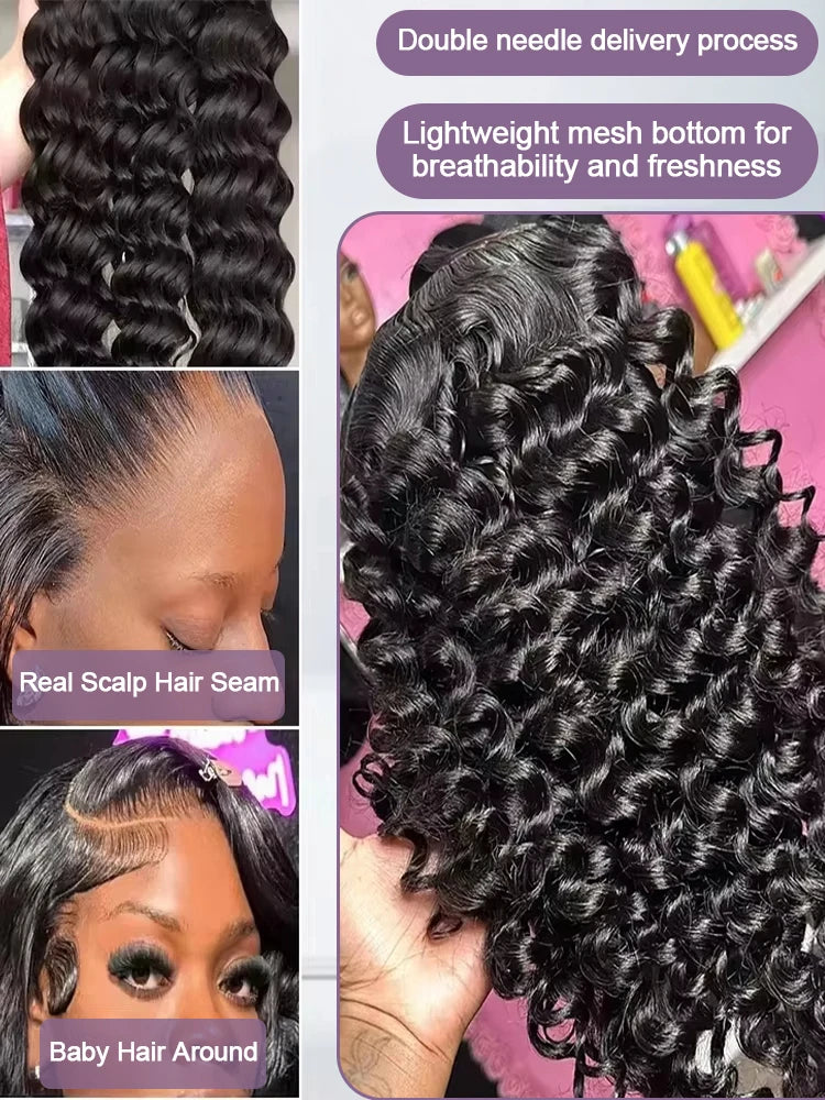 30 40 Inch Loose Body Wave 13x6 HD Lace Front Cambodian Black 100% Human Hair Wig 7x5 Glueless Deep Wave Closure Wigs Half Wigs