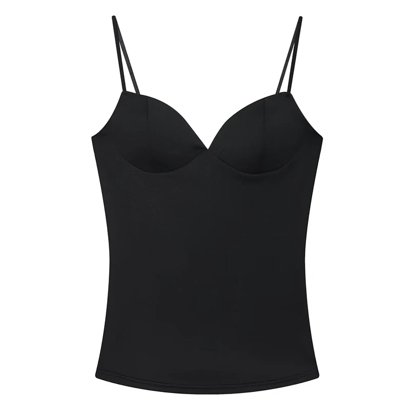 HXAO Woman Tops Corset Crop Top Women Sleeveless Black Brown Top With Straps Camisole Bodycon Backless Sexy Tops Bustier